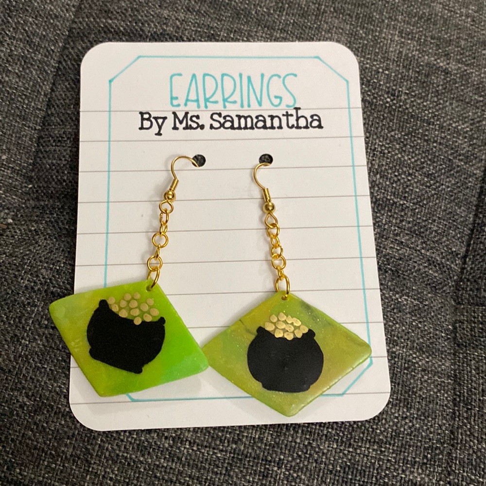 Clay Earrings -POT OF GOLD